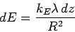 \begin{displaymath}
dE = {k_E \lambda \, dz \over R^2}
\end{displaymath}