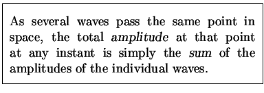 \fbox{ \parbox{3.1in}{ ~\\ [0.15\baselineskip]
As several waves pass the same  . . . 
 . . .  sum\/} of the amplitudes of the individual waves.
\\ [-0.5\baselineskip]
} }